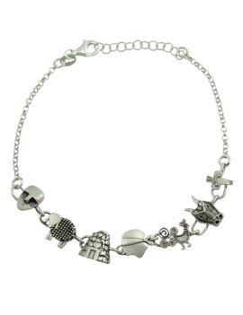 Bracciale donna con simboli sardegna dea madre pavoncella moro nuraghe pecorella maschera