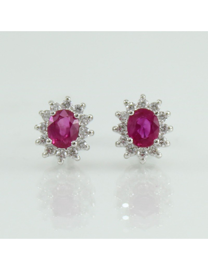 Mirco Visconti Orecchini donna in oro bianco con rubino e diamanti DL3S