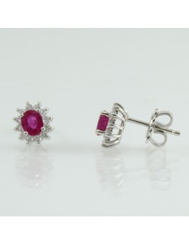 Orecchini donna con rubini e diamanti a perno in oro bianco Mirco Visconti laterale