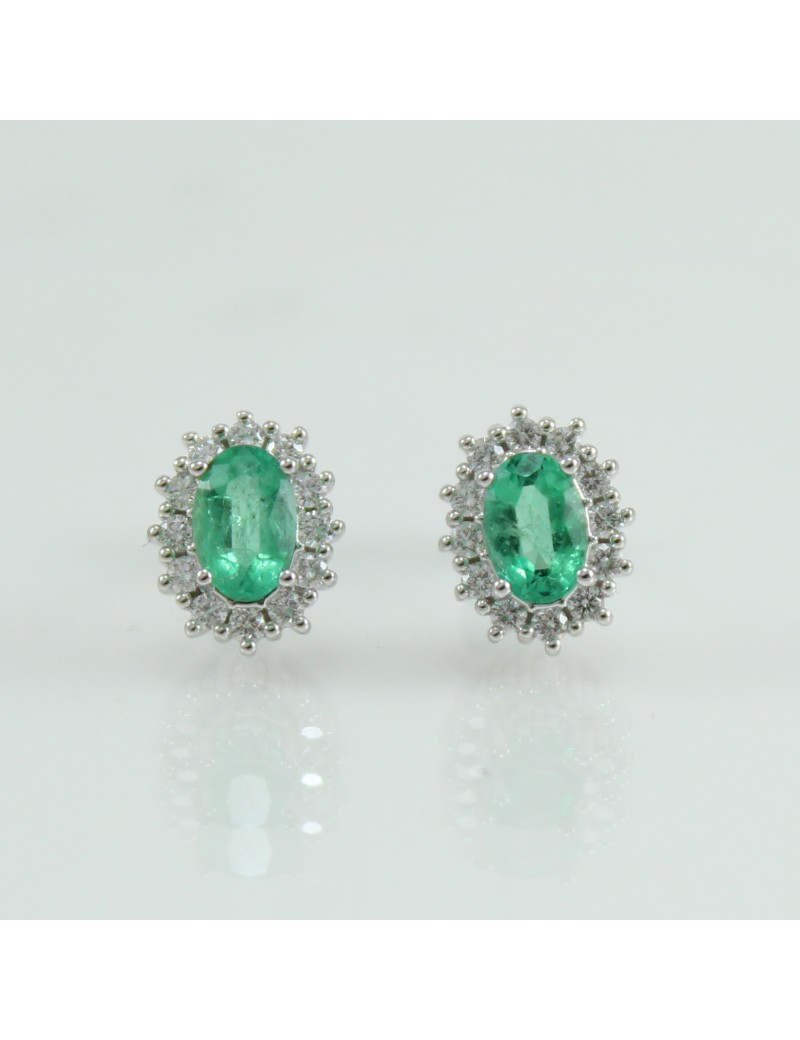 Orecchini donna in oro bianco con Smeraldo e diamanti Mirco Visconti dl6s