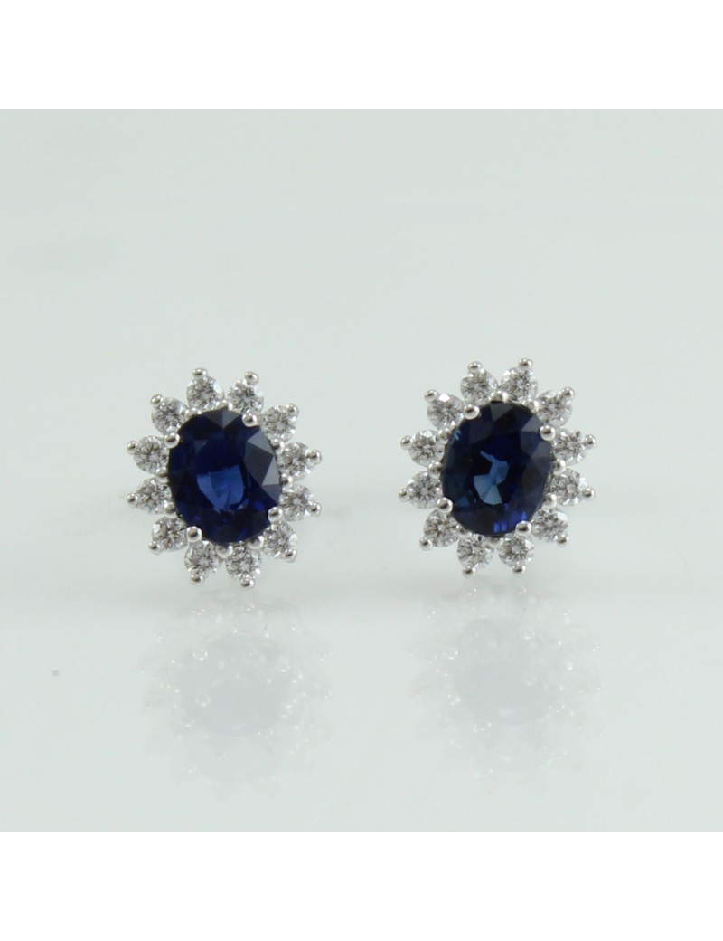 Orecchini donna in oro bianco con zaffiro e diamanti Mirco Visconti lf459