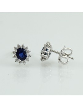 Mirco visconti Orecchini donna in oro bianco a perno con zaffiro e diamanti