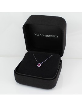 Collana donna Mirco Visconti in oro bianco con rubino e diamanti scatola dl5