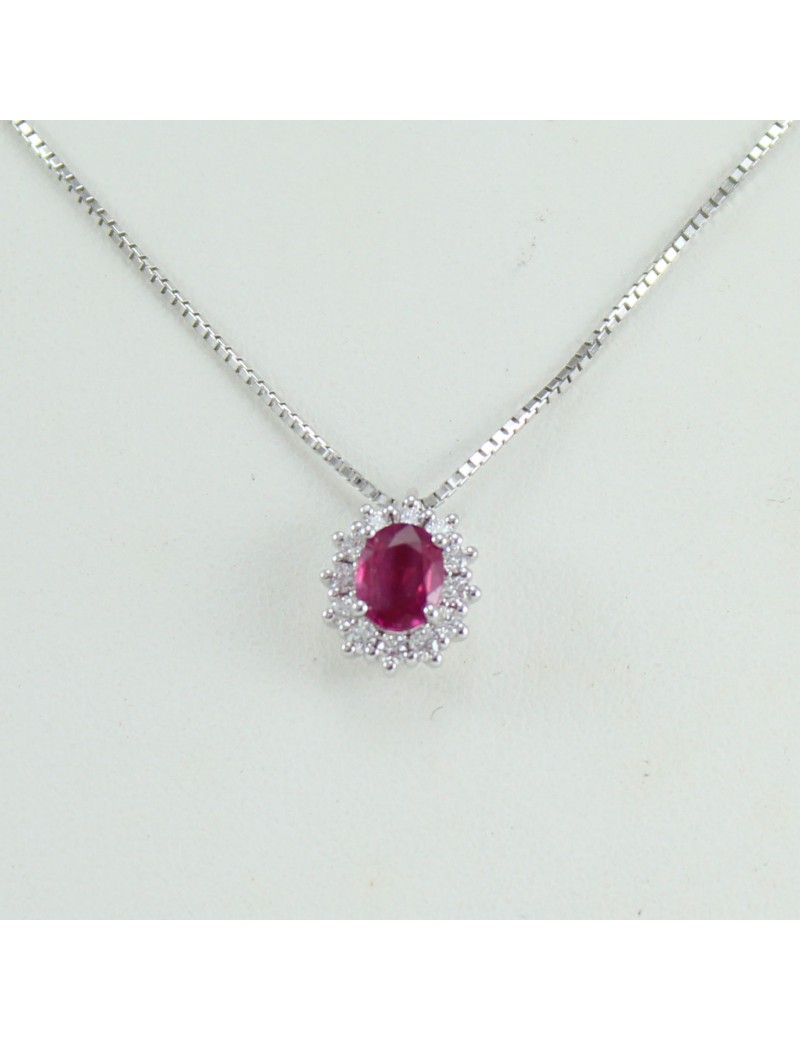Collana donna Mirco Visconti in oro bianco con rubino e diamanti DL5