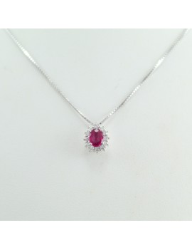 Mirco Visconti Collana donna in oro bianco con rubino e diamanti