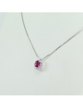 Collana donna con pendente rubino e diamanti in oro bianco Mirco Visconti