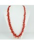 Collana donna filo corallo rosso a frange e chiusura in argento