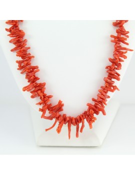 Collana donna rametti di corallo rosso mediterraneo chiusura argento