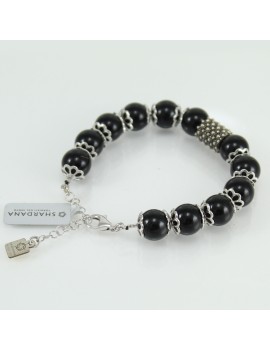 Bracciale sardo su coccu in onice e filigrana argento