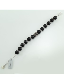 Bracciale sardo in filigrana d'argento con sfere onice da 10 mm