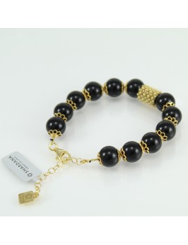 Braccaile sardo donna su coccu in onice e filigrana argento placcato oro