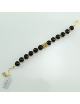 Bracciale sfere onice su coccu e filigrana sarda dorato