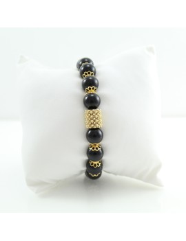 Bracciale sardo in filigrana su coccu onice nero