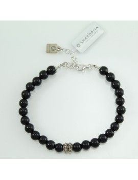 Bracciale artigianato sardo su coccu portafortuna onice e argento