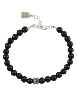 Bracciale portafortuna Su Coccu sfere onice e filigrana d'argento 6 mm