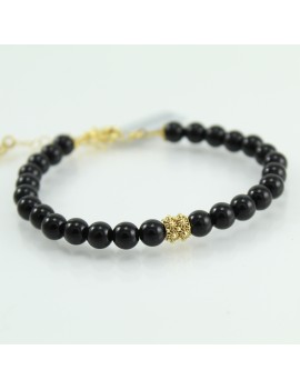 Bracciale sardo su coccu filigrana sarda argento dorato e onice nero