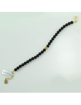 Bracciale donna Su Coccu sfere onice e filigrana 6 mm amuleto sardo