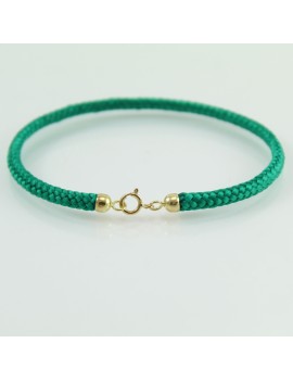 Bracciale verde portafortuna Sardegna sagola con finali in oro giallo