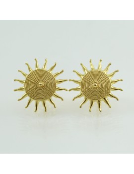 Orecchini corbula a sole filigrana sarda in oro giallo