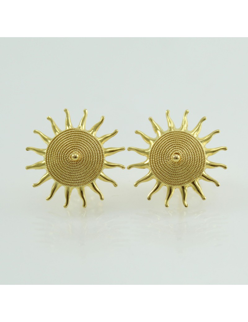 Orecchini corbula a sole filigrana sarda in oro giallo