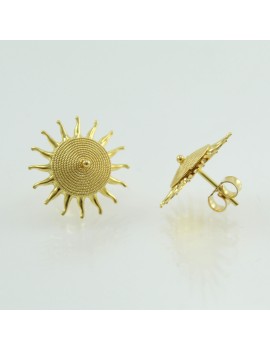 Orecchini sardi corbula a sole in oro giallo 750