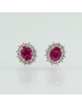 Boucles d'oreilles dames Mirco Visconti en or blanc avec rubis et diamants