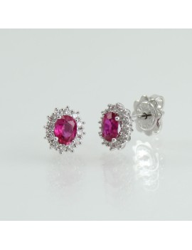 Mirco Visconti Orecchini donna in oro bianco con rubino e diamanti z685s