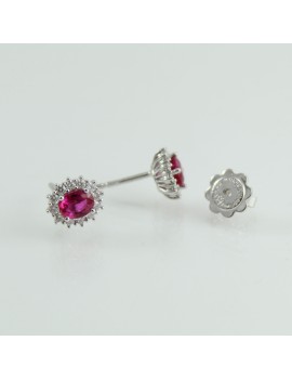 Boucles d'oreilles dames Mirco Visconti en or blanc avec rubis et diamants