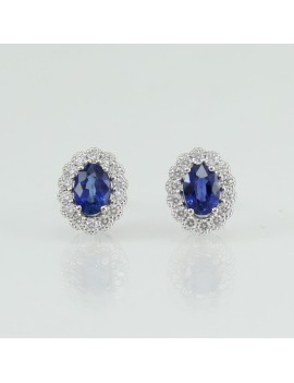 Orecchini donna con zaffiro blu in oro e diamanti LF441 mirco visconti
