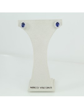 Orecchini Mirco Visconti in oro e zaffiri blu contornati da diamanti lusso