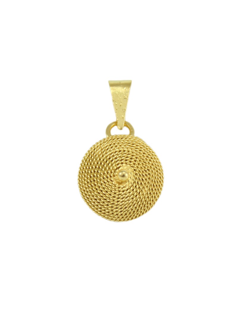 Ciondolo corbula in oro giallo artigianato sardo Realizzato a mano 11 mm