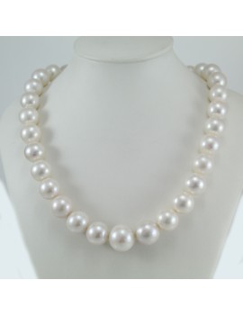 Collana Coscia con perle Edison Freshwater 11-14 mm chiusura sfera oro bianco 18k