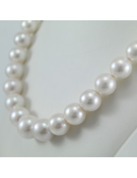 Collana donna con perle Edison bianche grandi con chiusura in oro bianco Coscia