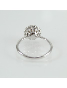 Anello donna oro bianco perla Akoya bianca 7 mm con diamanti Coscia retro