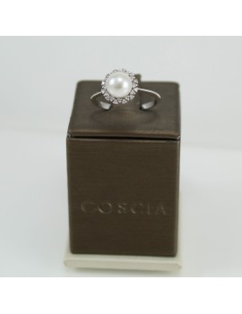 Coscia anello donna con perla e diamanti