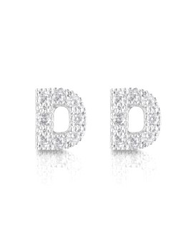 Orecchini argento 925 iniziale lettera con zirconi