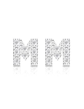 Orecchini argento 925 iniziale lettera con zirconi
